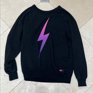 Aviator Nation Crewneck with Purple Lightning Graphic